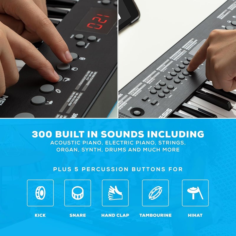 Alesis ميلودي 32 – بيانو رقمي كهربائي مع 32 مفتاح، مكبرات صوت، 300 صوت، 300 إيقاع، 40 أغنية، اتصال USB-MIDI ودروس بيانو - Image 3